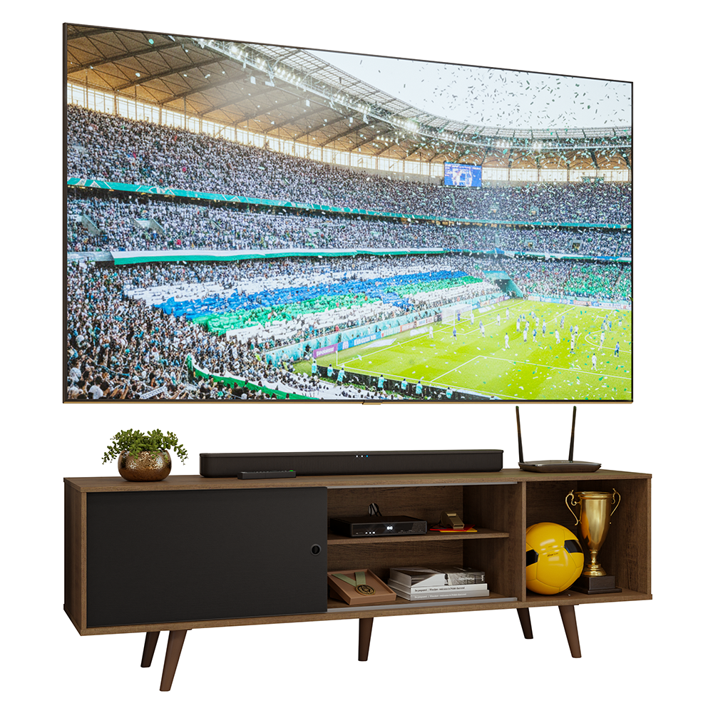 Mueble para TV hasta 80 Pulgadas 160cm con patas Marrón/Negro Torino Madesa