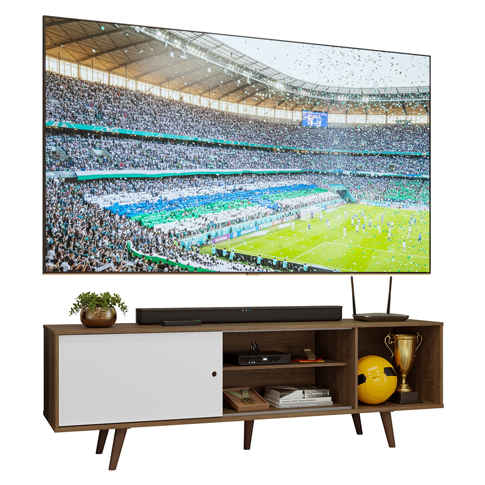Mueble para TV hasta 80 Pulgadas 160cm con patas Marrón/Blanco/Marrón Torino Madesa