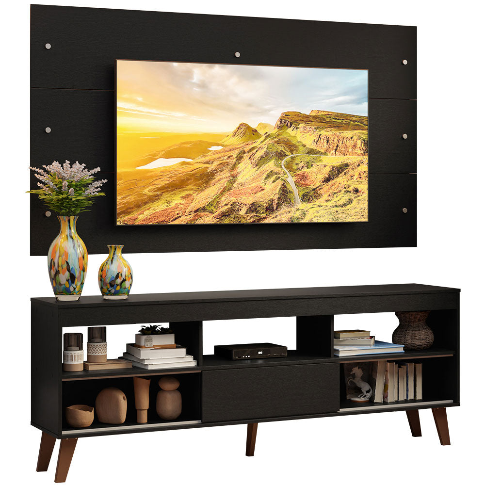 Mueble con Panel para TV hasta 65 Pulgadas con patas Negro Texas Madesa
