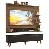 Mueble con Panel para TV hasta 60 Pulgadas 180 cm con patas Marrón/Negro/Marrón Reims Madesa