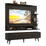 Mueble con Panel para TV hasta 60 Pulgadas 180 cm con patas Negro/Marrón Reims Madesa