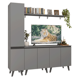 Mueble para TV hasta 70 Pulgadas + Repisa 200cm Gris Nice Madesa 02