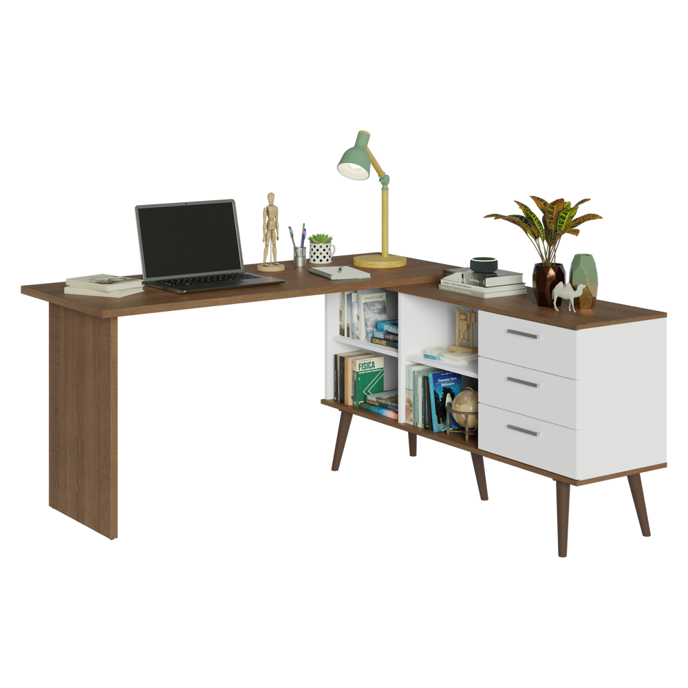 Escritorio de Estudio Esquinero 3 Cajones Blanco Lisboa Madesa