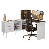 Escritorio Esquinero para Computadora Gamer 3 Cajones Blanco Lisboa