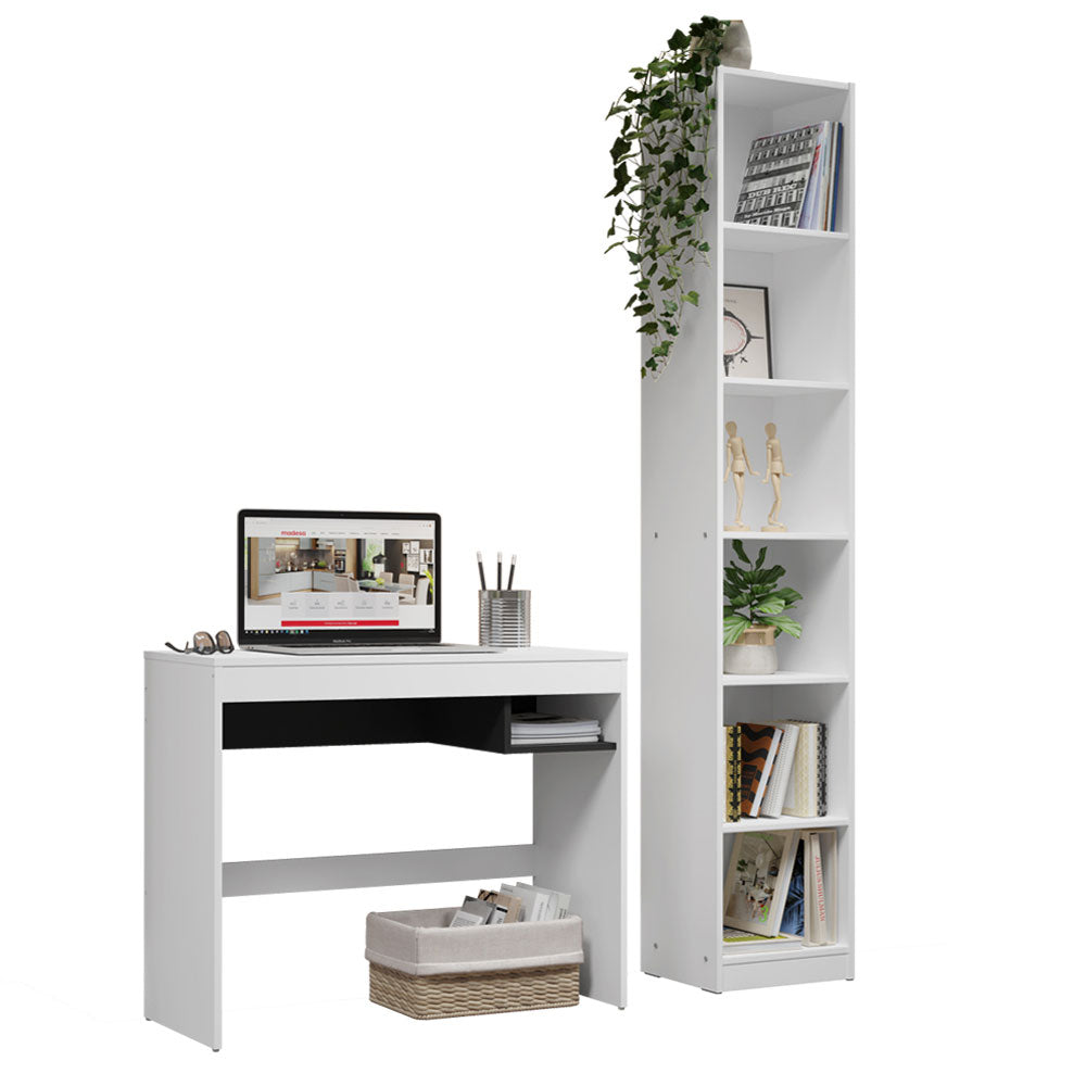 Kit Escritorio y Estante Multiuso Blanco Madesa