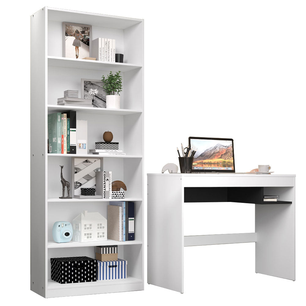 Kit Escritorio y Estante Multiuso Blanco Madesa