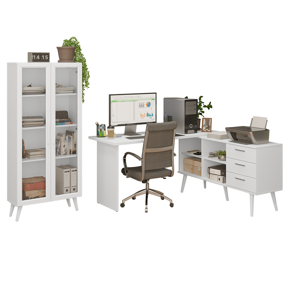 Estantería De Escritorio Blanca 3 Pisos - 37.4x9.8x32 Pulgadas, Organizador Para Monitor Y Accesorios