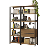 Estante Armario Multiuso para Escritorio 129cm 9 Repisas 2 Gavetas Marrón/Negro Madesa