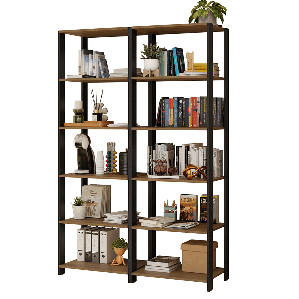 Estante Armario Multiuso para Escritorio 118cm 10 Repisas Marrón/Negro Madesa
