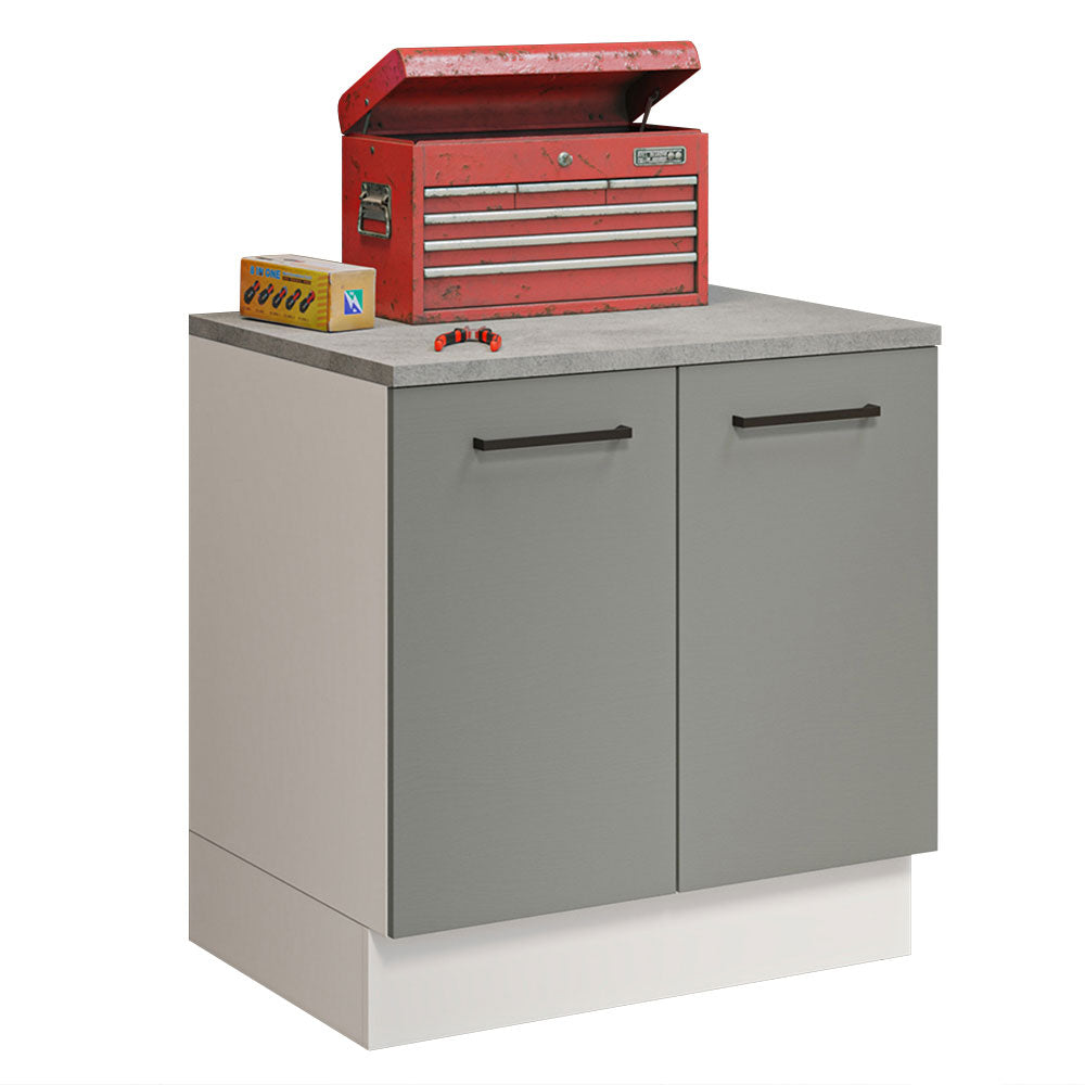 Gabinete Bajo Multiuso 80 cm 2 Puertas Blanco/Gris Agata Madesa
