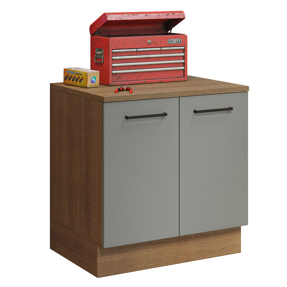 Gabinete Bajo Multiuso 80 cm 2 Puertas Marrón/Gris Agata Madesa