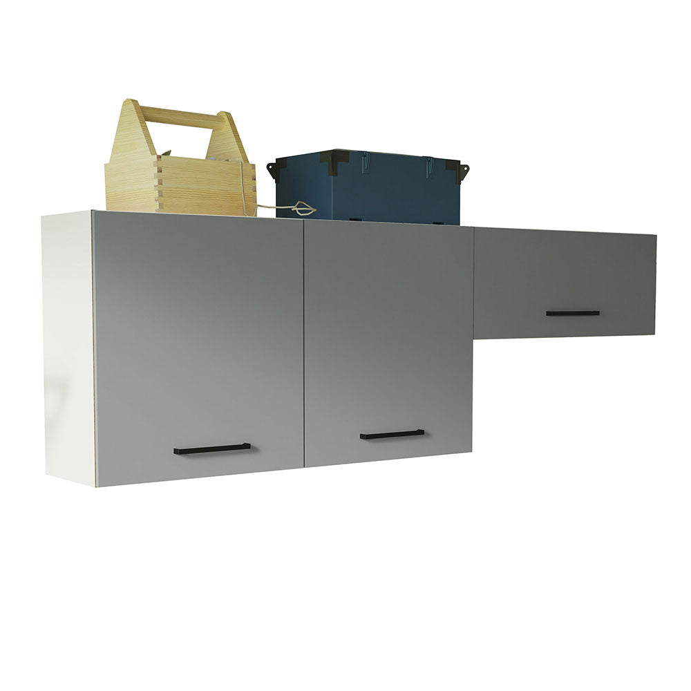 Kit con 2 Gabinetes Superiores 3 Puertas Blanco/Gris Agata