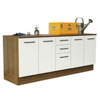 Kit 2 Gabinetes Bajos Multiuso 200 cm 4 Puertas 3 Cajones Marrón/Blanco Agata Madesa