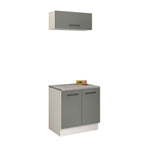 Kit Gabinete Bajo y Gabinete Superior Multiuso 80 cm Blanco/Gris Agata Madesa