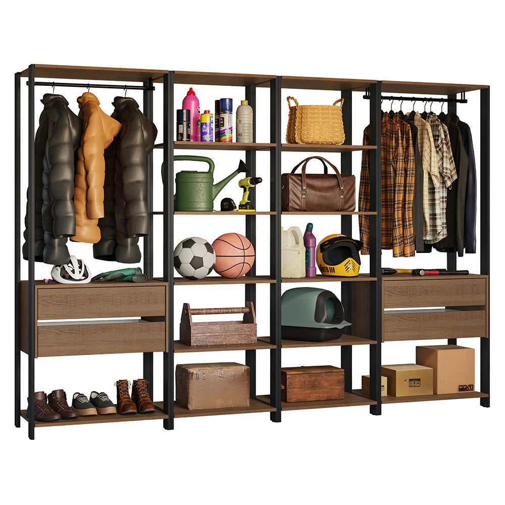 Estante Multiuso 258 cm 4 Cajones Marrón/Negro Madesa