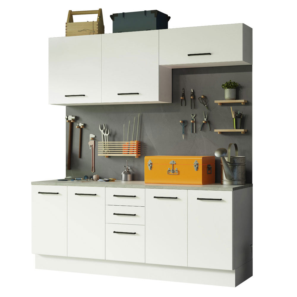 Kit 2 Gabinetes Bajos 2 Gabinetes Superiores 200 cm Blanco Agata Madesa