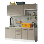 Kit 2 Gabinetes Bajos 2 Gabinetes Superiores 200 cm Blanco/Crema Agata Madesa