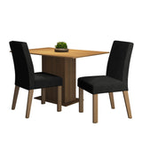 Juego de Comedor Mesa con Encimera de Madera 2 Sillas Marrón/Oxford Manu