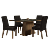 Juego de Comedor Mesa con Encimera de Madera con 4 Sillas Marrón/Negro/Oxford Flavia