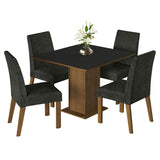 Juego de Comedor Mesa Encimera de Madera 4 Sillas Marrón/Negro/Oxford Karina