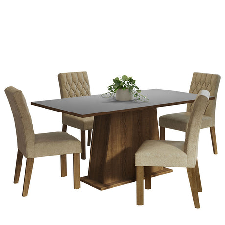 Juego de Comedor Madesa Ashley Sillas 4 Mesas Tapa de Madera - Marrón/Gris/Imperial