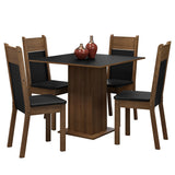 Juego de Comedor Mesa Encimera de Madera 4 Sillas Marrón/Negro Claire