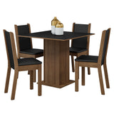 Juego de Comedor Mesa Encimera de Madera 4 Sillas Marrón/Negro Briana