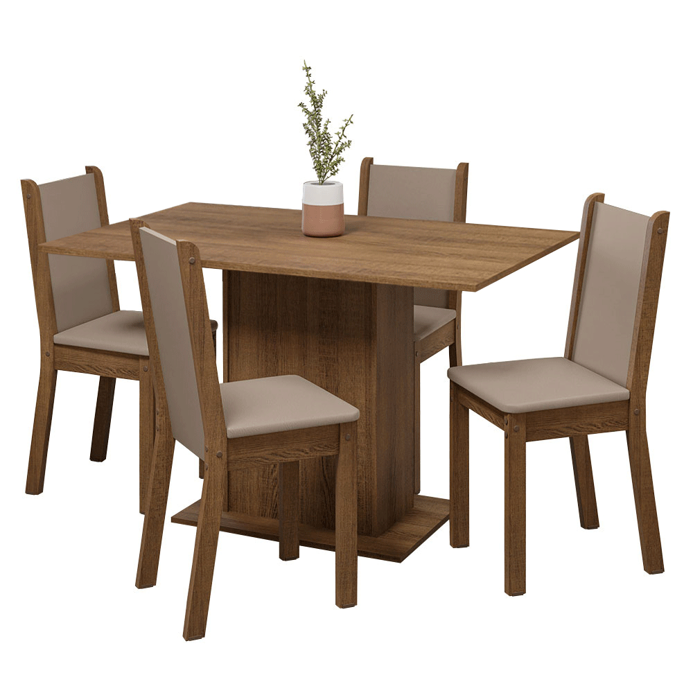 Comedor Mesa con Encimera de Madera 4 Sillas Tina Madesa RB