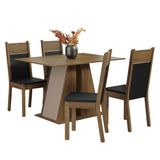 Juego de Comedor Mesa Encimera de Madera 4 Sillas Marrón/Crema/Negro Angel