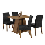 Juego de Comedor Mesa Encimera de Madera 4 Sillas Marrón/Oxford Agnes