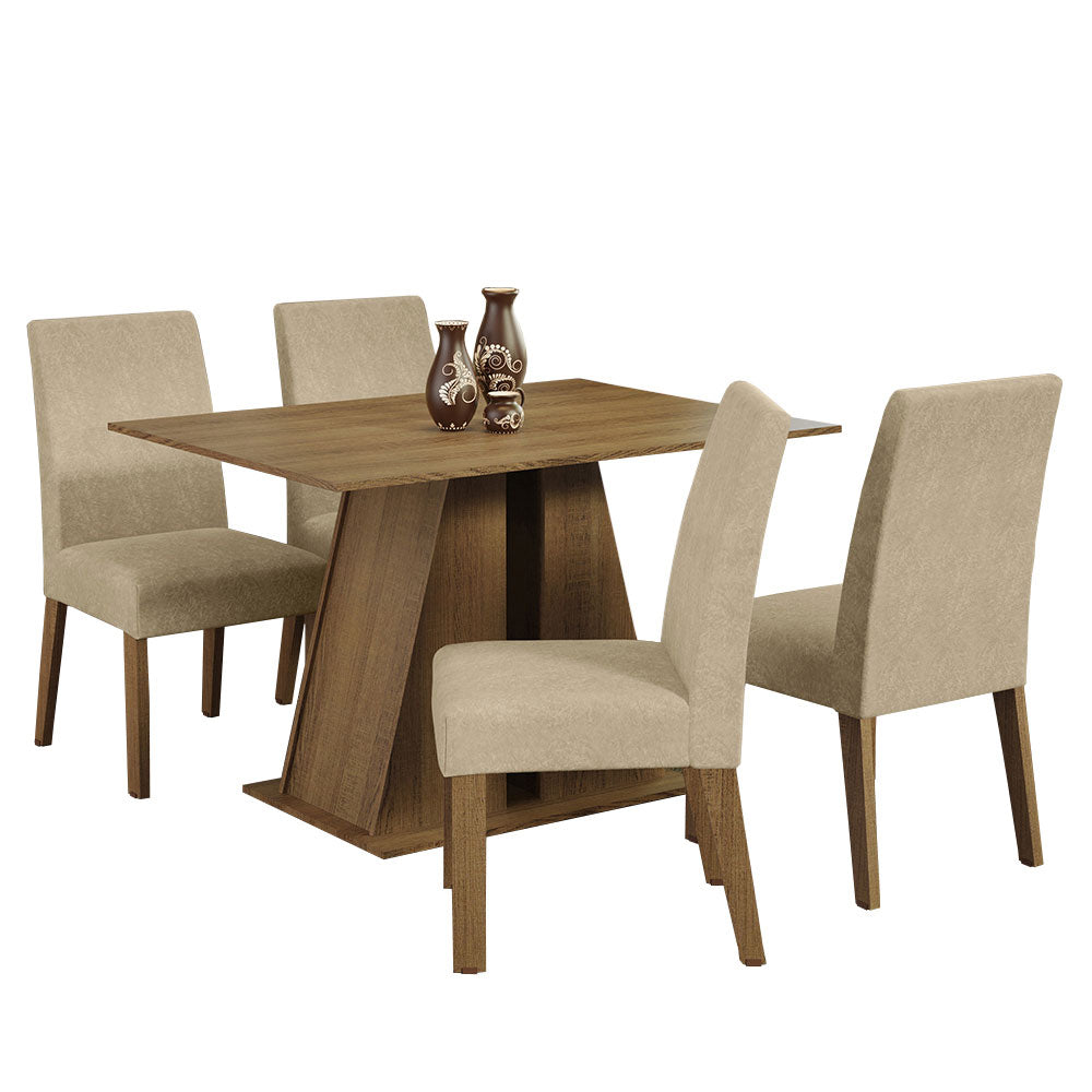 Juego de Comedor Mesa Encimera de Madera 4 Sillas Marrón/Imperial Agnes