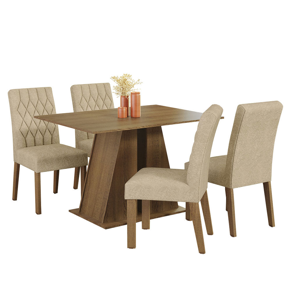 Conjunto de Comedor 4 Sillas Marrón/Imperial Gisele Madesa