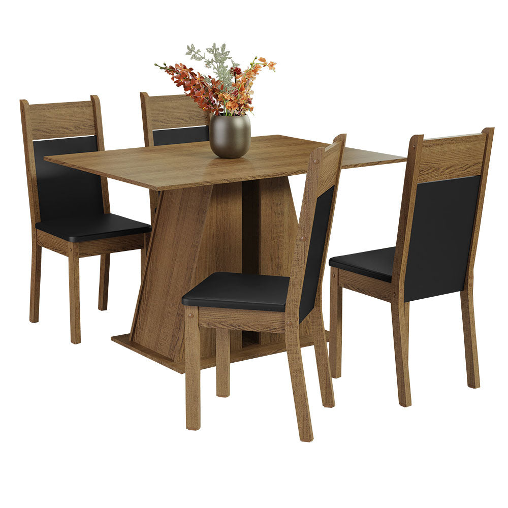 Juego de Comedor Mesa Encimera de Madera 4 Sillas Marrón/Negro Angel