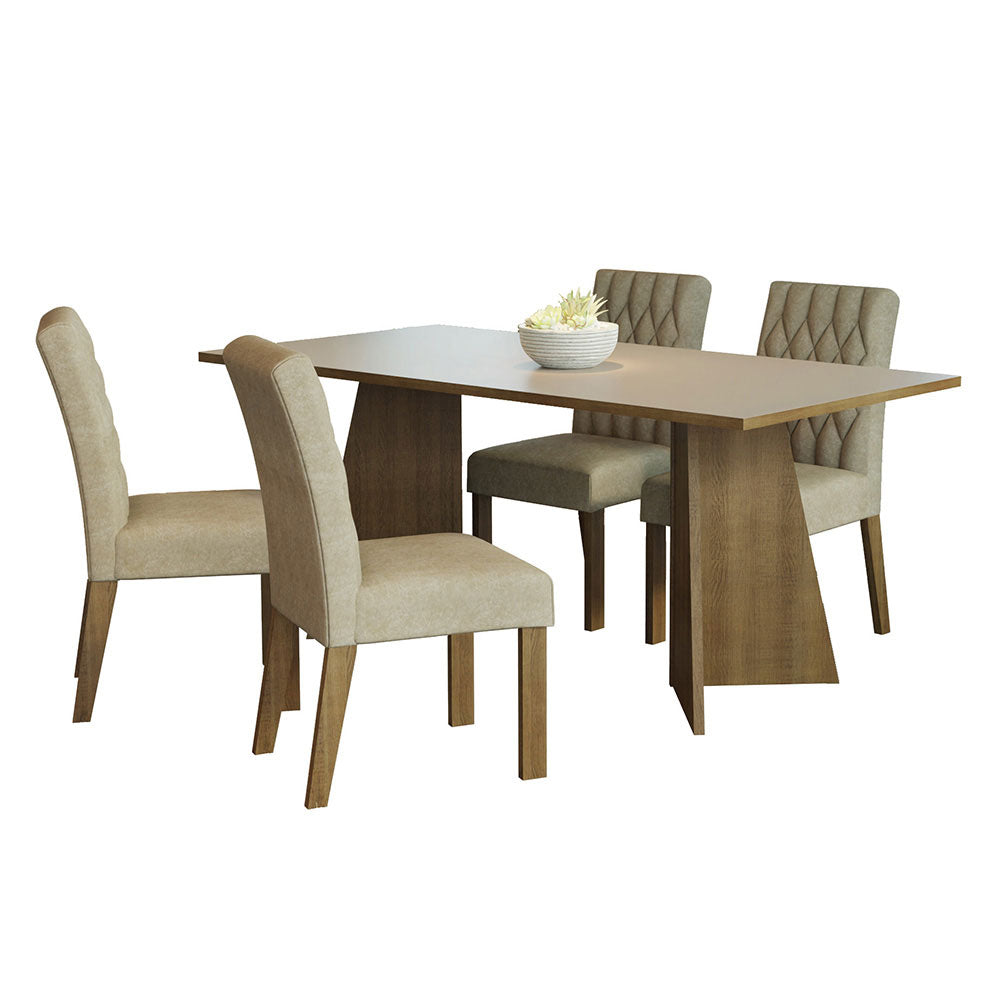 Juego de Comedor Encimera de Madera 4 Sillas Marrón/Crema/Imperial Ruby