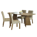 Conjunto de Comedor con Encimera Vidrio 4 Sillas Marrón/Crema/Imperial Harper Madesa