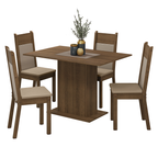 Conjunto de Comedor 4 Sillas Marrón/Crema/Beige Sheila Madesa