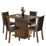 Juego de Comedor Mesa con Encimera de Vidrio 4 Sillas Marrón/Negro Martina