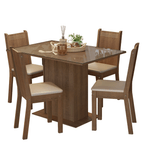 Conjunto de Comedor con Encimera Vidrio 4 Sillas Marrón/Beige Camelia Madesa