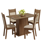 Conjunto de Comedor con Encimera Vidrio 4 Sillas Marrón/Crema/Beige Viena Madesa