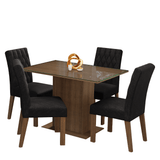Juego de Comedor Mesa con Encimera de Vidrio 4 Sillas Marrón/Oxford Reale