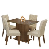 Juego de Comedor Mesa con Encimera de Vidrio 4 Sillas Marrón/Imperial Reale