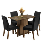 Conjunto de Comedor con Encimera Vidrio 4 Sillas Marrón/Oxford Zion Madesa