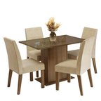 Conjunto de Comedor con Encimera Vidrio 4 Sillas Marrón/Imperial Zion Madesa