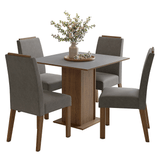 Juego de Comedor Encimera de Madera 4 Sillas Marrón/Gris/Silver Aspen Madesa