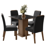 Juego de Comedor Encimera de Vidrio 4 Sillas Marrón/Negro/Oxford Sines Madesa