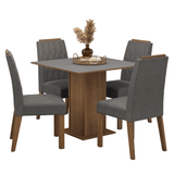 Juego de Comedor Encimera de Madera 4 Sillas Marrón/Gris/Silver Cannes Madesa