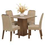 Juego de Comedor Encimera de Vidrio 4 Sillas Marrón/Crema/Imperial Capri Madesa