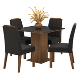 Juego de Comedor Encimera de Vidrio 4 Sillas Marrón/Negro/Oxford Capri Madesa