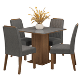 Juego de Comedor Encimera de Vidrio 4 Sillas Marrón/Gris/Silver Capri Madesa