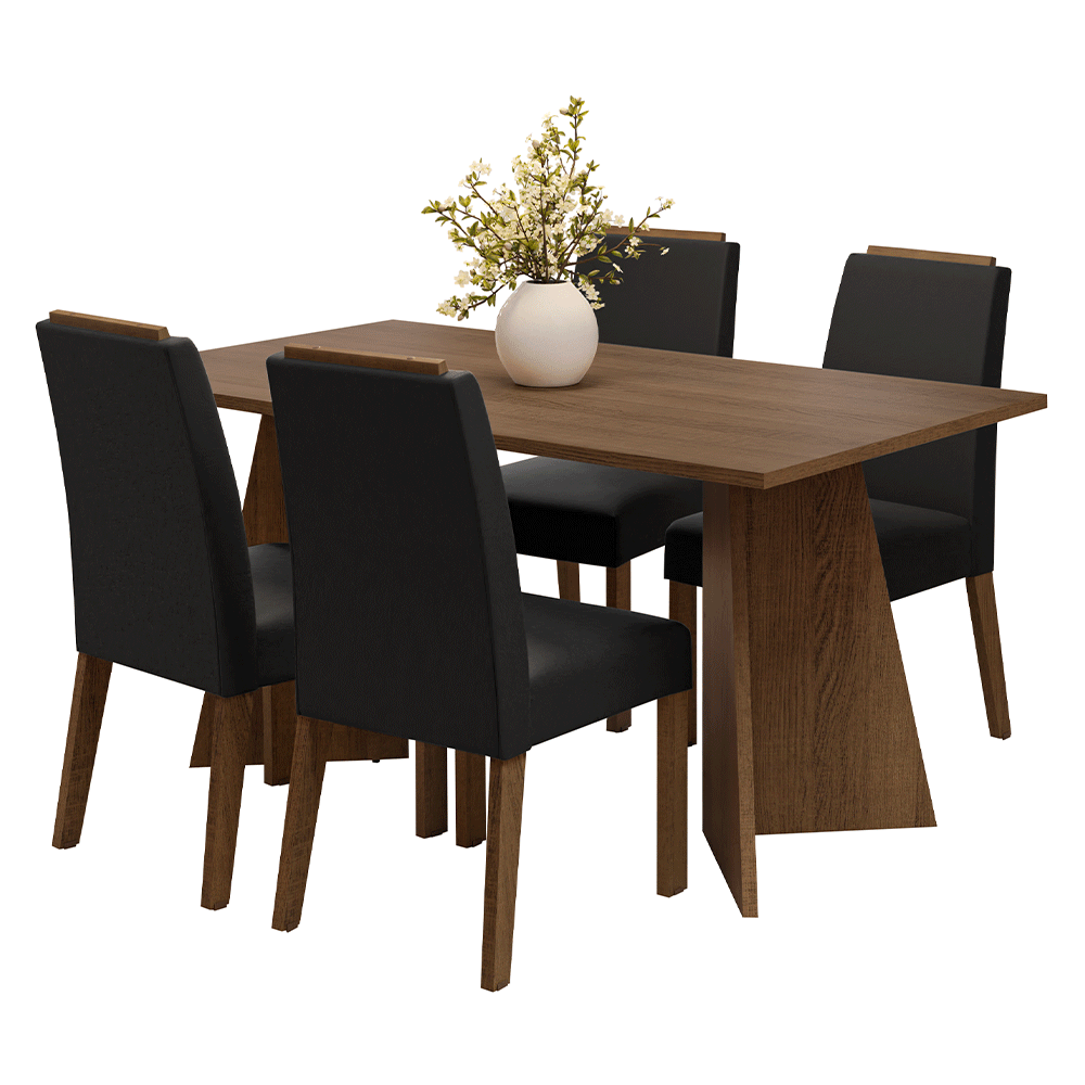 Juego de Comedor Encimera de Madera 4 Sillas Marrón/Oxford Évora Madesa
